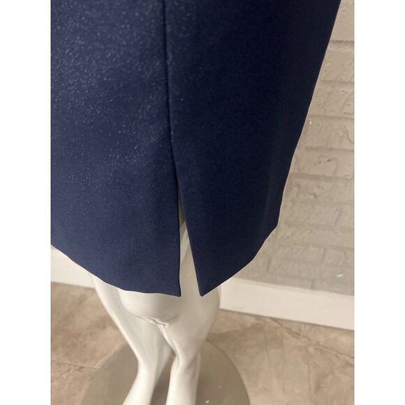 Le Suit Women Navy Sliver Shimmer Crepe 3 PCS Tank Skirt Jacket Suit Size 8P - Picture 7 of 15